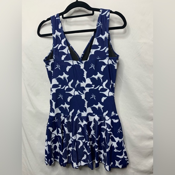 SOLD ❌Summer Mae Blue Floral Print Swimdress Bathing Suits | Large One Piece NWT - Picture 7 of 16